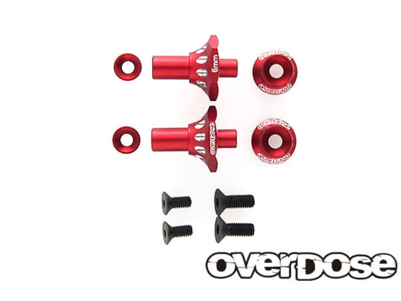 Overdose Aluminum One Piece Axle Shaft 6mm for OD (RWD Front) / Color: Red