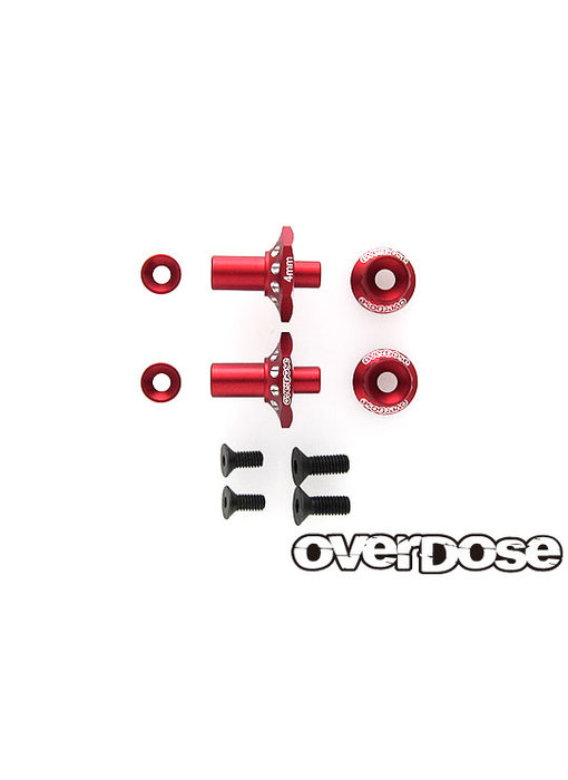 Overdose Alum. One Piece Axle Shaft 4mm for OD (RWD Front) / Red