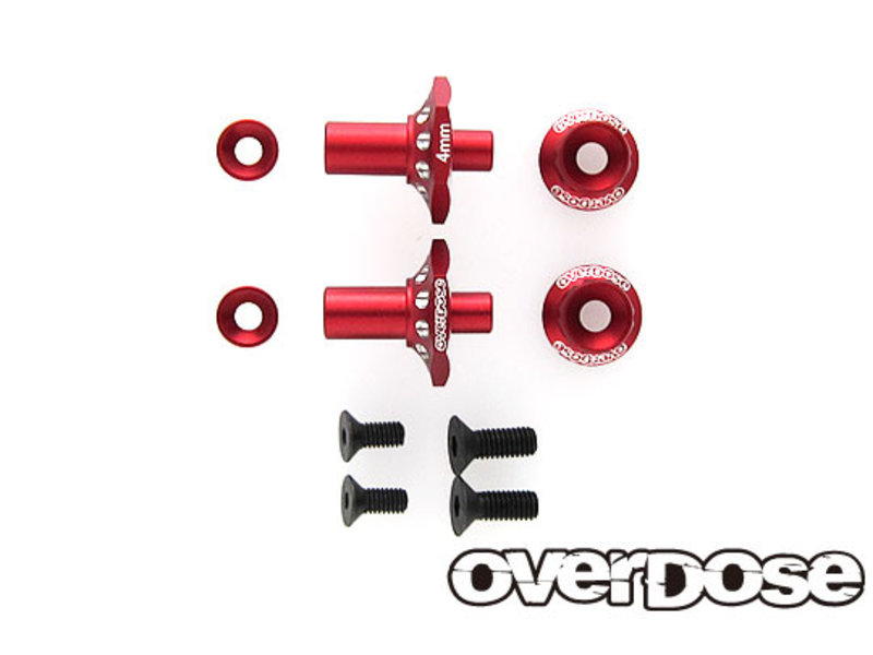 Overdose Aluminum One Piece Axle Shaft 4mm for OD (RWD Front) / Color: Red