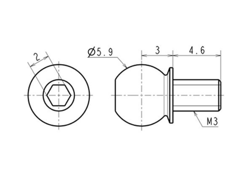 ReveD SPM Titanium Kingpin Ball φ5.9mm / Total Length 10ｍｍ (2pcs) - DISCONTINUED