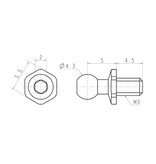 ReveD SPM Titanium Rod End Ball S / φ4.3mm / Screw Length 4.5mm (2pcs)