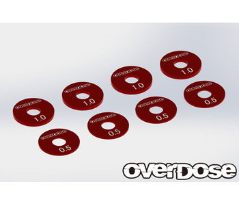 Overdose Alum. Wheel Spacer Set / Red (8)