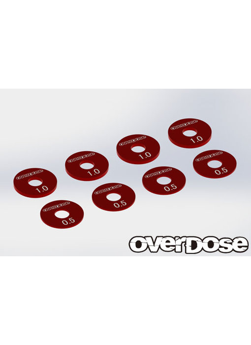 Overdose Alum. Wheel Spacer Set / Red (8)