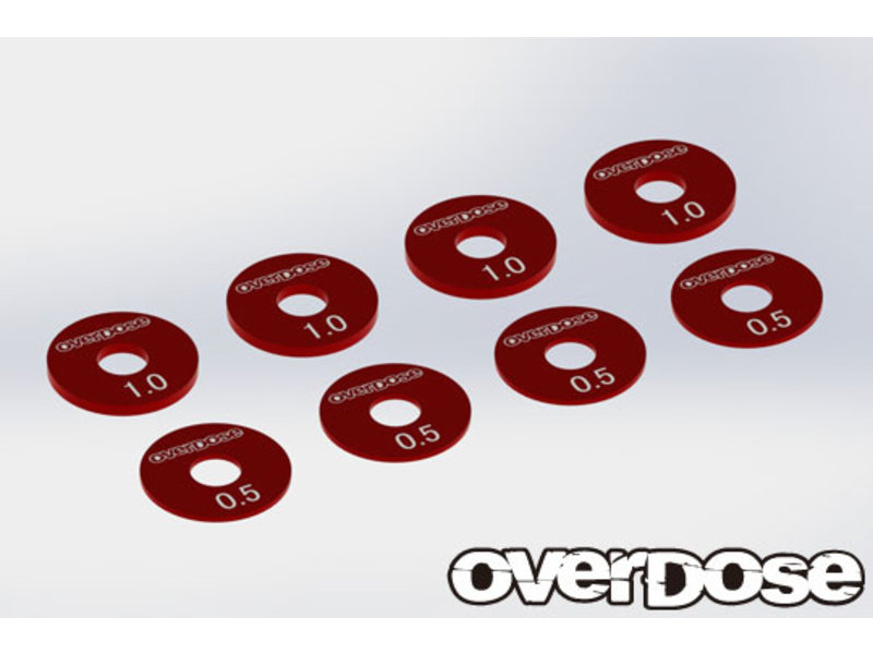 Overdose Aluminum Wheel Spacer Set / Color: Red (8pcs)