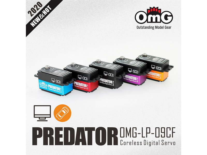 RC OMG LP-09CF/RD - Predator Full Metal Coreless Digital Low Profile Servo - Red