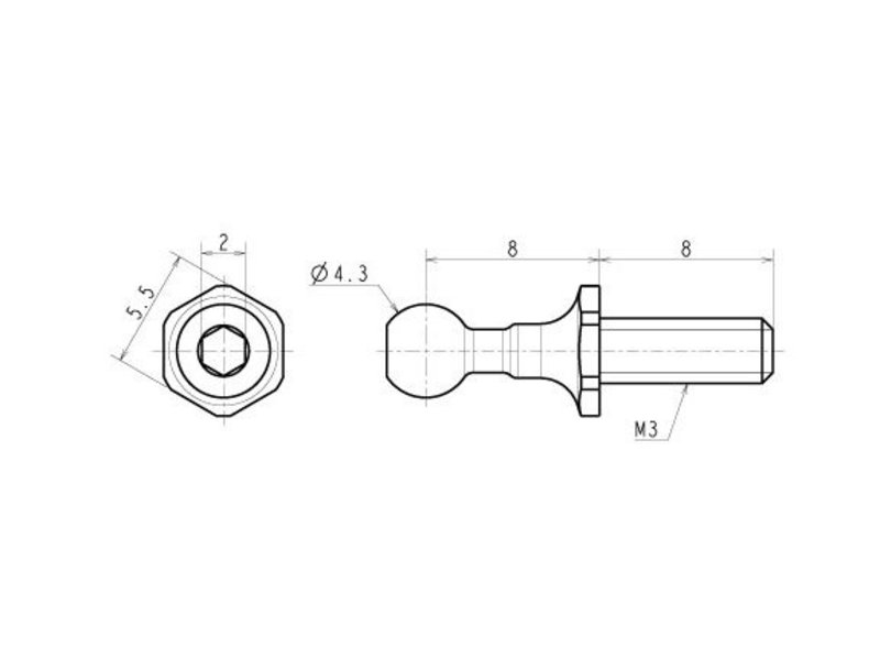 ReveD SPM Titanium Rod End Ball Long Neck / φ4.3mm / Screw Length 6.0mm (2pcs)