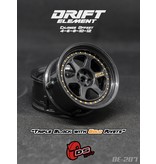 DS Racing Drift Element 6 Spoke Wheel Adj. Offset (2pcs) / Triple Black with Gold Rivets