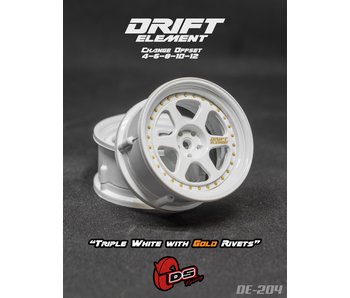 DS Racing DE 6 Spoke Wheel (2) / Triple White / Gold Rivets