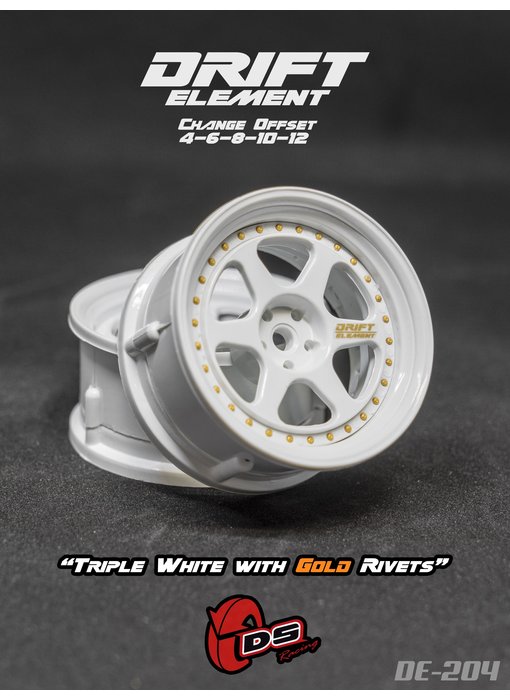 DS Racing DE 6 Spoke Wheel (2) / Triple White / Gold Rivets