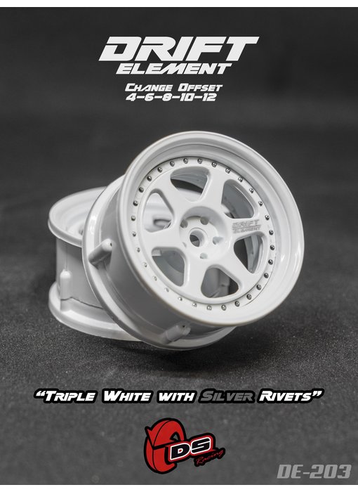 DS Racing DE 6 Spoke Wheel (2) / Triple White / Silver Rivets