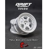 DS Racing Drift Element 6 Spoke Wheel Adj. Offset (2pcs) / Triple White with Black Rivets