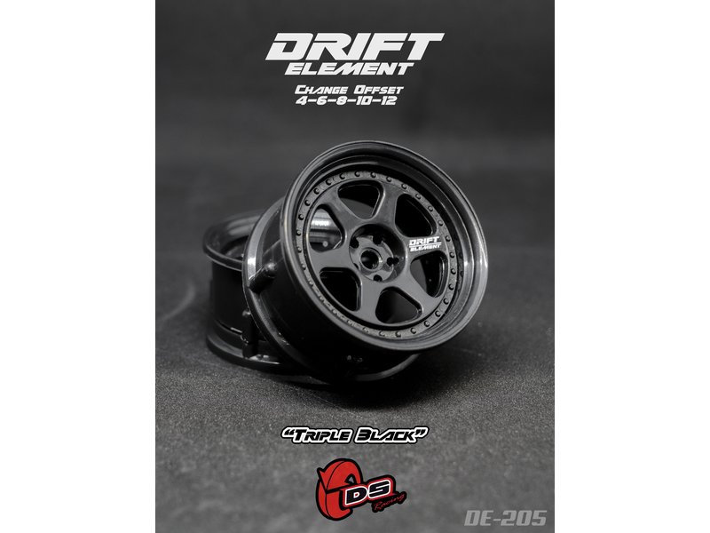 DS Racing Drift Element 6 Spoke Wheel Adj. Offset (2pcs) / Triple Black