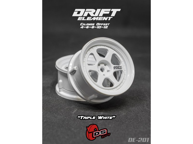 DS Racing Drift Element 6 Spoke Wheel Adj. Offset (2pcs) / Triple White