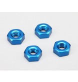 Yokomo ZC-N3APBB - Aluminium Plain Nuts M3 - Blue (4pcs)