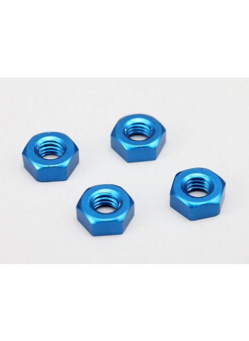 Yokomo Aluminium Plain Nuts M3 - Blue (4pcs)