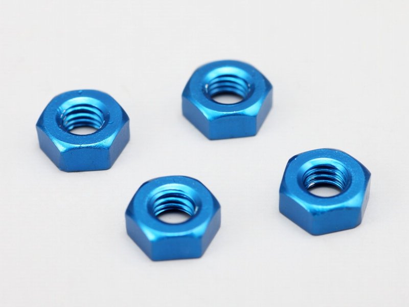 Yokomo ZC-N3APBB - Aluminium Plain Nuts M3 - Blue (4pcs)