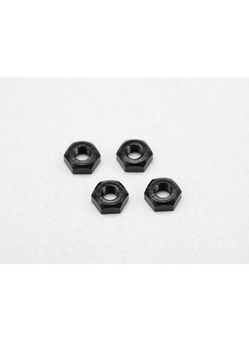 Yokomo Aluminium Plain Nut M3 - Black (4pcs)