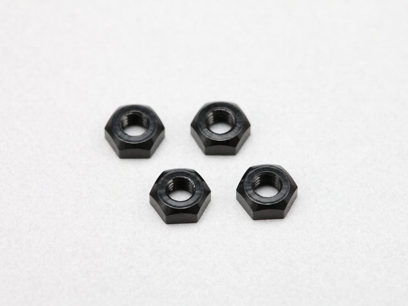 Yokomo ZC-N3APBKA - Aluminium Plain Nut M3 - Black (4pcs)