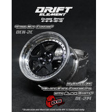 DS Racing Drift Element 6 Spoke Wheel Adj. Offset (2pcs) / Hi Gloss 2K Black Face Chrome Lip with Black Rivets