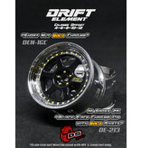 DS Racing Drift Element 6 Spoke Wheel Adj. Offset (2pcs) / Hi Gross 2K Black Face Chrome Lip with Gold Rivets