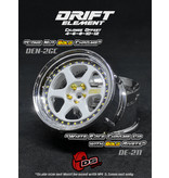 DS Racing Drift Element 6 Spoke Wheel Adj. Offset (2pcs) / White Face Chrome Lip with Gold Rivets