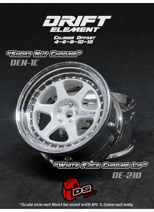 DS Racing DE 6 Spoke Wheel (2) / White / Chrome Lip