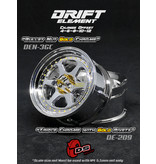 DS Racing Drift Element 6 Spoke Wheel Adj. Offset (2pcs) / Triple Chrome with Gold Rivets