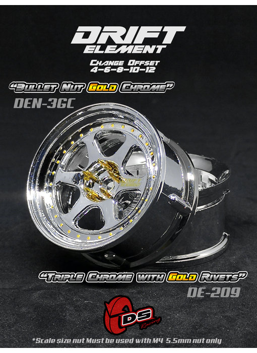 DS Racing DE 6 Spoke Wheel (2) / Triple Chrome / Gold Rivets