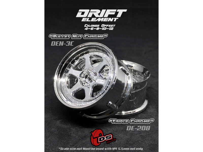 DS Racing Drift Element 6 Spoke Wheel Adj. Offset (2pcs) / Triple Chrome