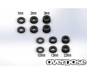 Overdose Spacer Set φ3xφ5.5mm Black (6 thickness x 2pcs)