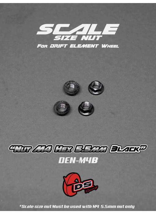 DS Racing M4 Nut 5.5mm for DE Wheel (4) / Black