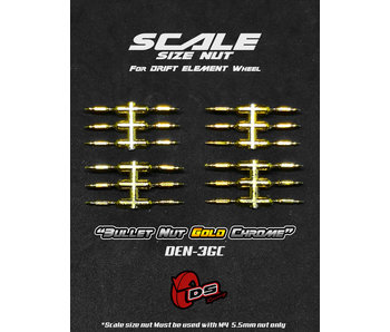 DS Racing Bullet Scale Nut for DE Wheel (24) / Gold Chrome