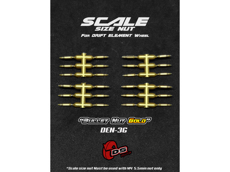 DS Racing Bullet Scale Nut for Drift Element Wheel (24pcs) / Gold