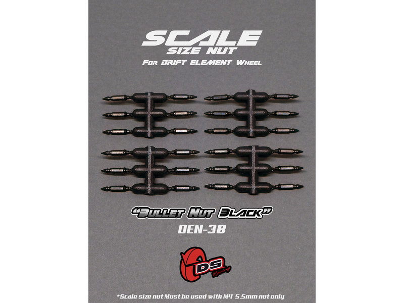 DS Racing Bullet Scale Nut for Drift Element Wheel (24pcs) / Black
