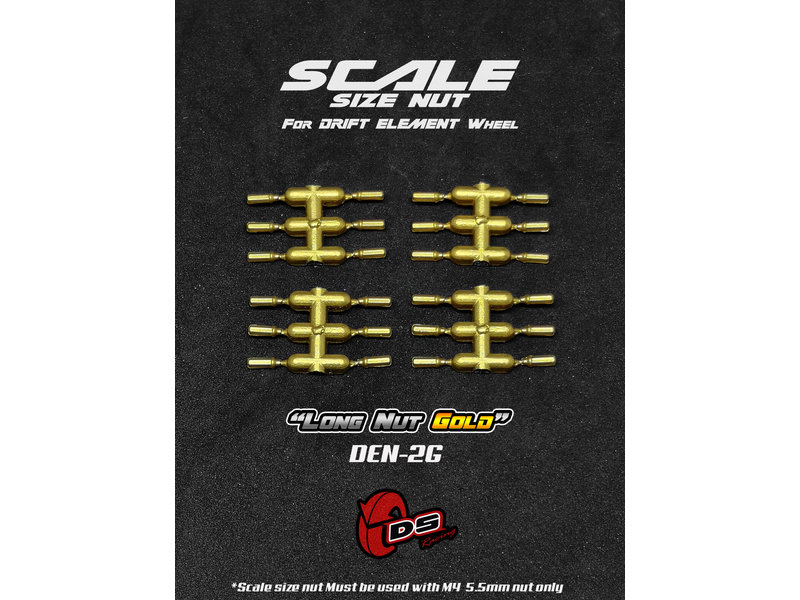 DS Racing Long Scale Nut for Drift Element Wheel (24pcs) / Gold