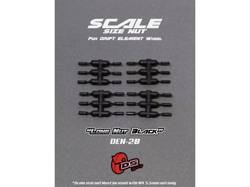 DS Racing Long Scale Nut for Drift Element Wheel (24pcs) / Black