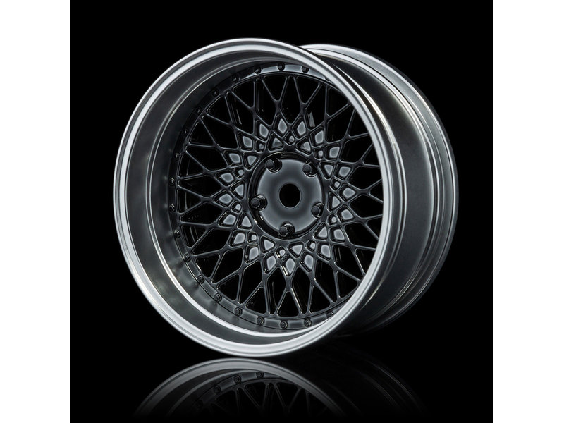 MST 501 Wheel Set - Adjustable Offset (4pcs) / Color: Silver Black (Dark Chrome) - Flat Silver