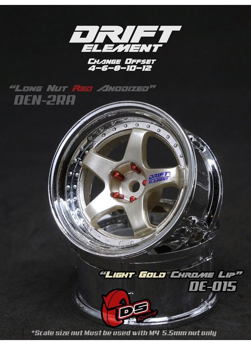 DS Racing DE 5 Spoke Wheel (2) / Light Gold / Chrome Lip