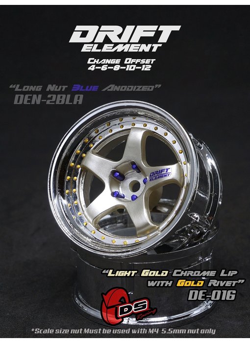 DS Racing DE 5 Spoke Wheel (2) / Light Gold / Chrome Lip / Gold Rivets