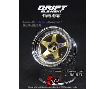 DS Racing DE 5 Spoke Wheel (2) / Gold / Chrome Lip