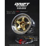 DS Racing Drift Element 5 Spoke Wheel Adj. Offset (2pcs) / Gold Face / Chrome Lip with Gold Rivets