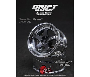 DS Racing DE 5 Spoke Wheel (2) / Gunmetal / Chrome Lip