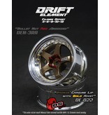 DS Racing Drift Element 5 Spoke Wheel Adj. Offset (2pcs) / Bronze Face / Chrome Lip with Gold Rivets