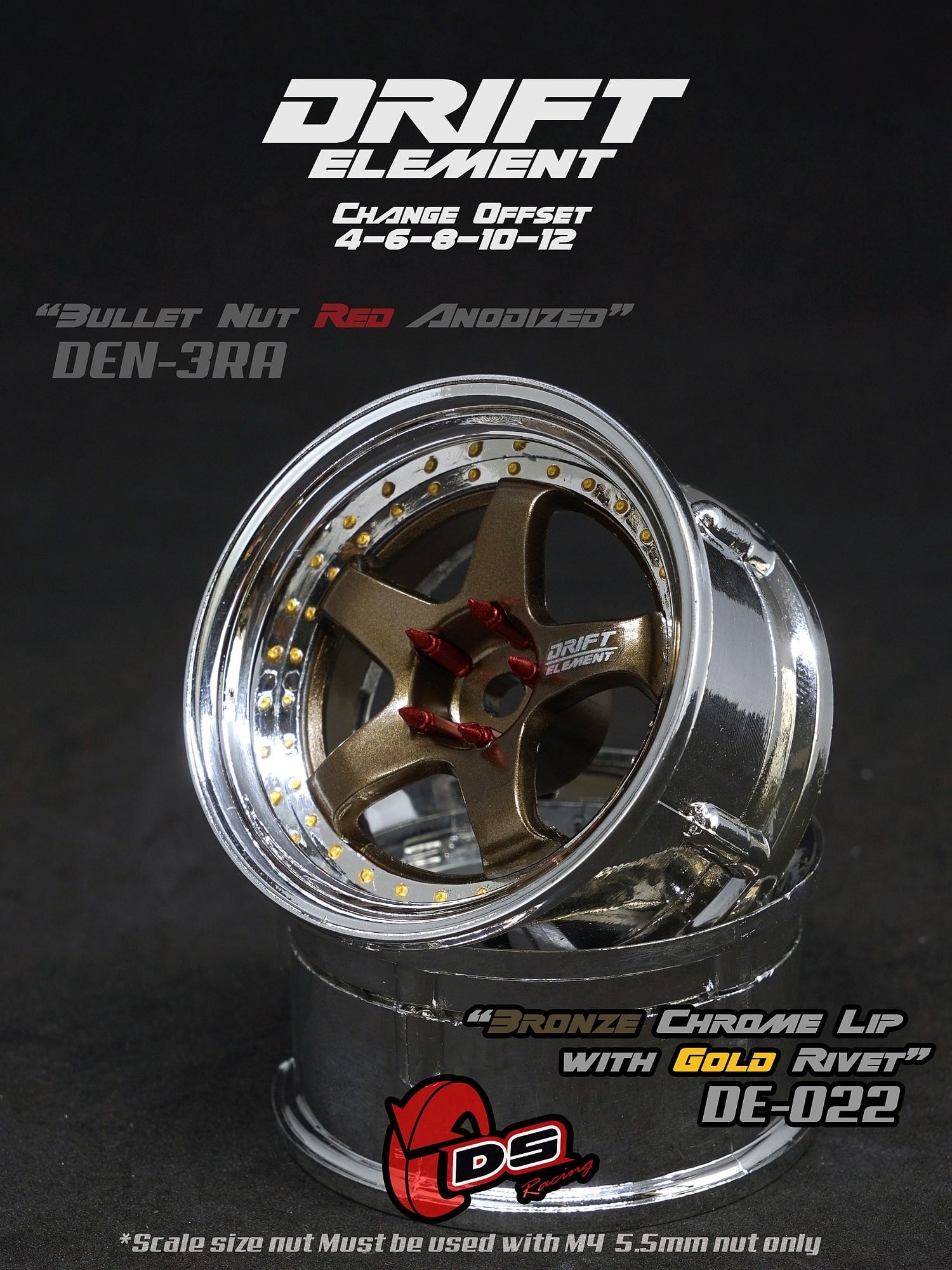 DE 6 Spoke Wheel Set - Bronze/Chrome w/ Gold Rivets DE 6 Spoke Wheel Set - Bronze/Chrome w/ Gold Rivets