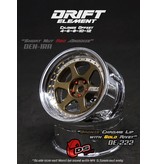 DS Racing Drift Element 6 Spoke Wheel Adj. Offset (2pcs) / Bronze Face / Chrome Lip with Gold Rivets