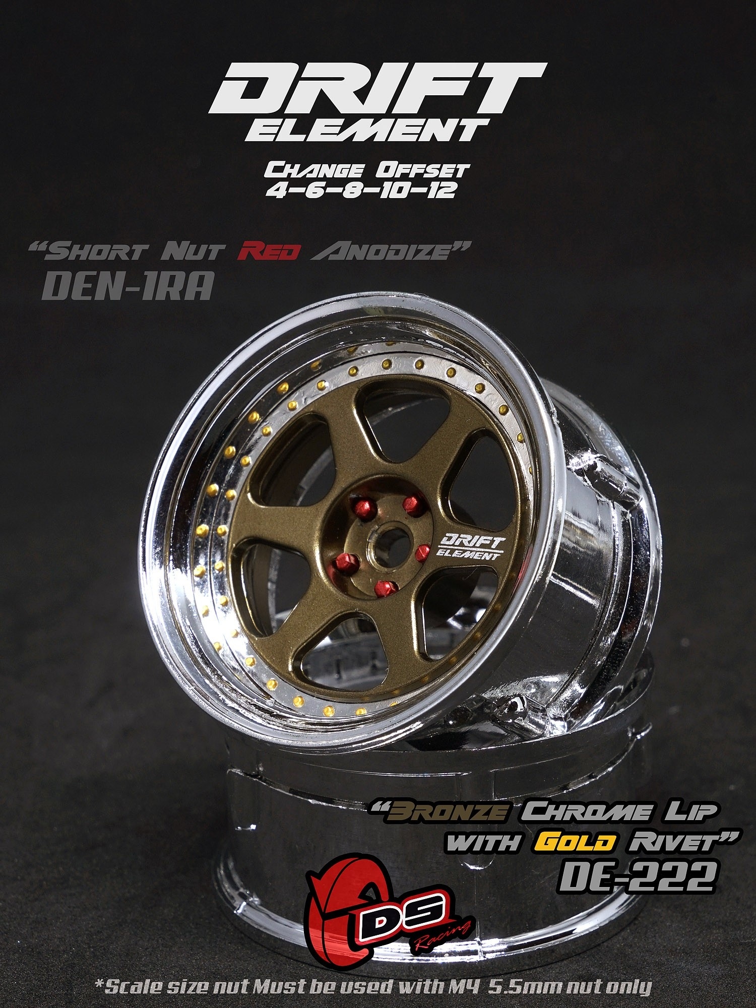 DE 6 Spoke Wheel Set - Bronze/Chrome w/ Gold Rivets DE 6 Spoke Wheel Set - Bronze/Chrome w/ Gold Rivets