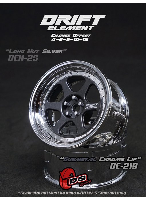 DS Racing DE 6 Spoke Wheel (2) / Gunmetal / Chrome Lip