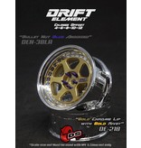 DS Racing Drift Element 6 Spoke Wheel Adj. Offset (2pcs) / Gold Face / Chrome Lip with Gold Rivets