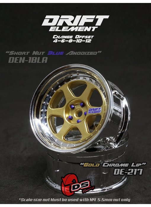 DS Racing DE 6 Spoke Wheel (2) / Gold / Chrome Lip