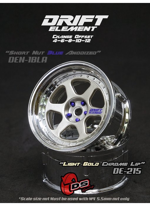 DS Racing DE 6 Spoke Wheel (2) / Light Gold / Chrome Lip